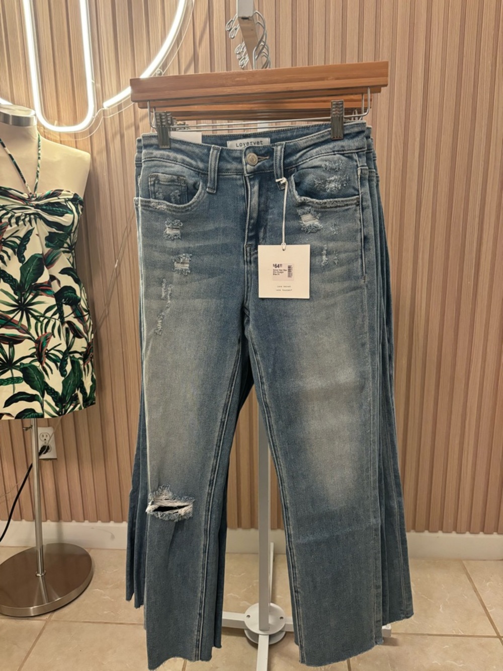 Lovetvet Women's Cropped Distressed Light Blue Jeans